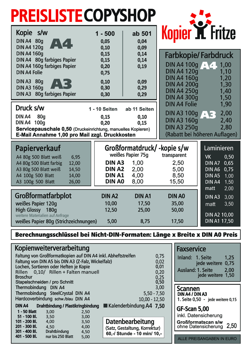 Preisliste 50x70 NEU 2026 Aushang